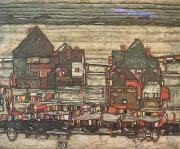 Egon Schiele Houses with Laundry (subrub II) (mk12) France oil painting artist